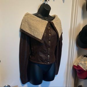 Faux Leather/Sherpa Cropped Jacket